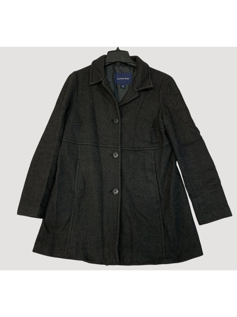 Lands' End Women's 6 Wool Blend Black Pea Coat